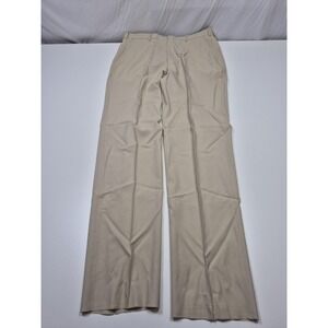 VTG Majer Dress Pants Mens 38x36 Beige Wool Pleated Straight Super 100s Stretch